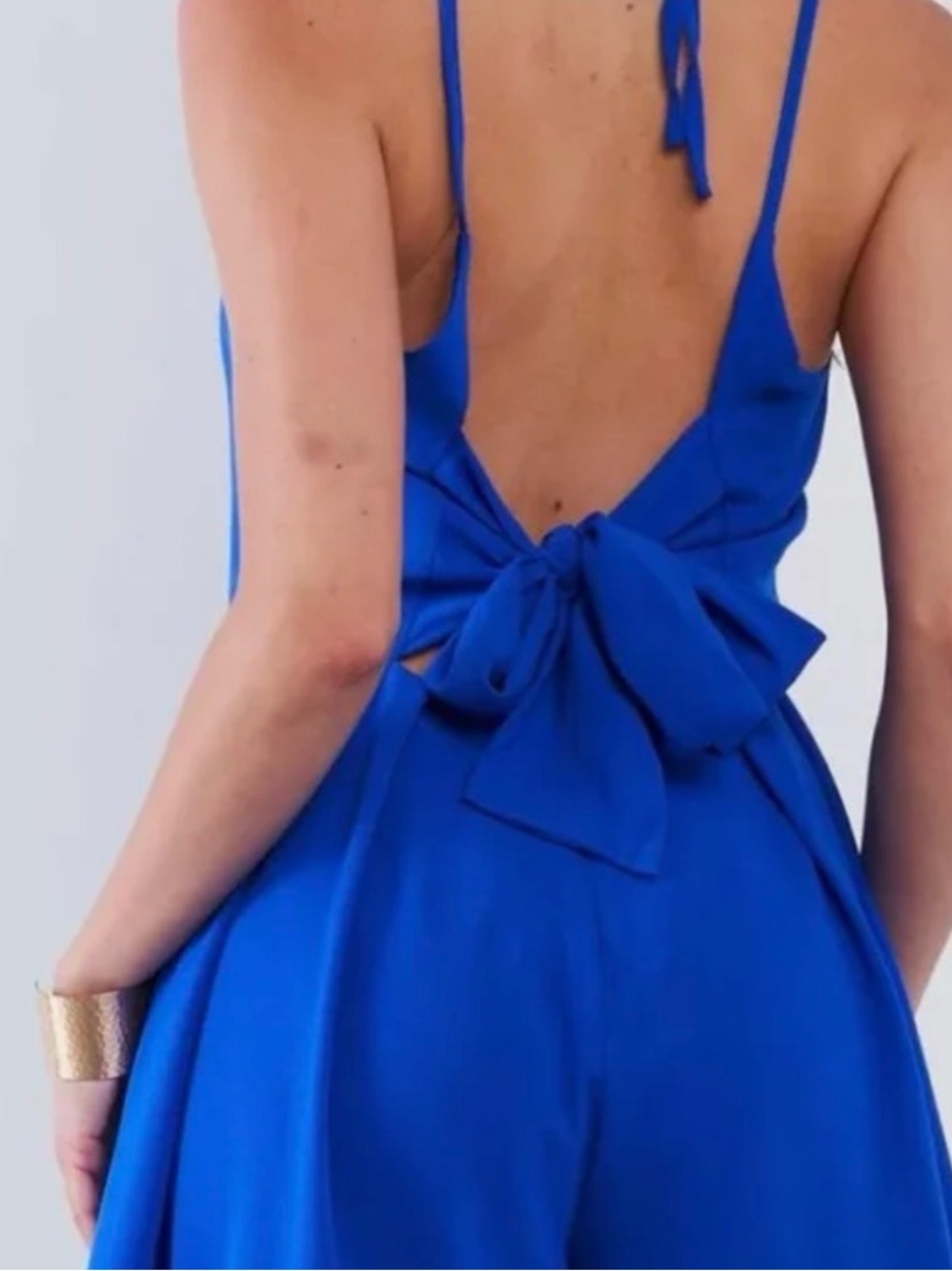 Sugarlips Royal Blue Bow-Back Jumpsuit romper short